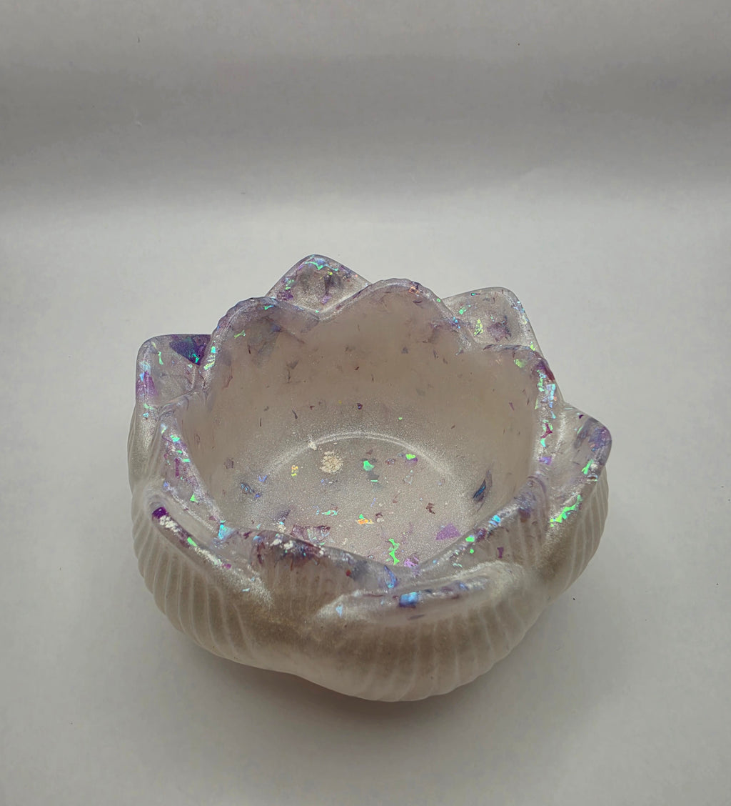 Telysholder hvit og glitter