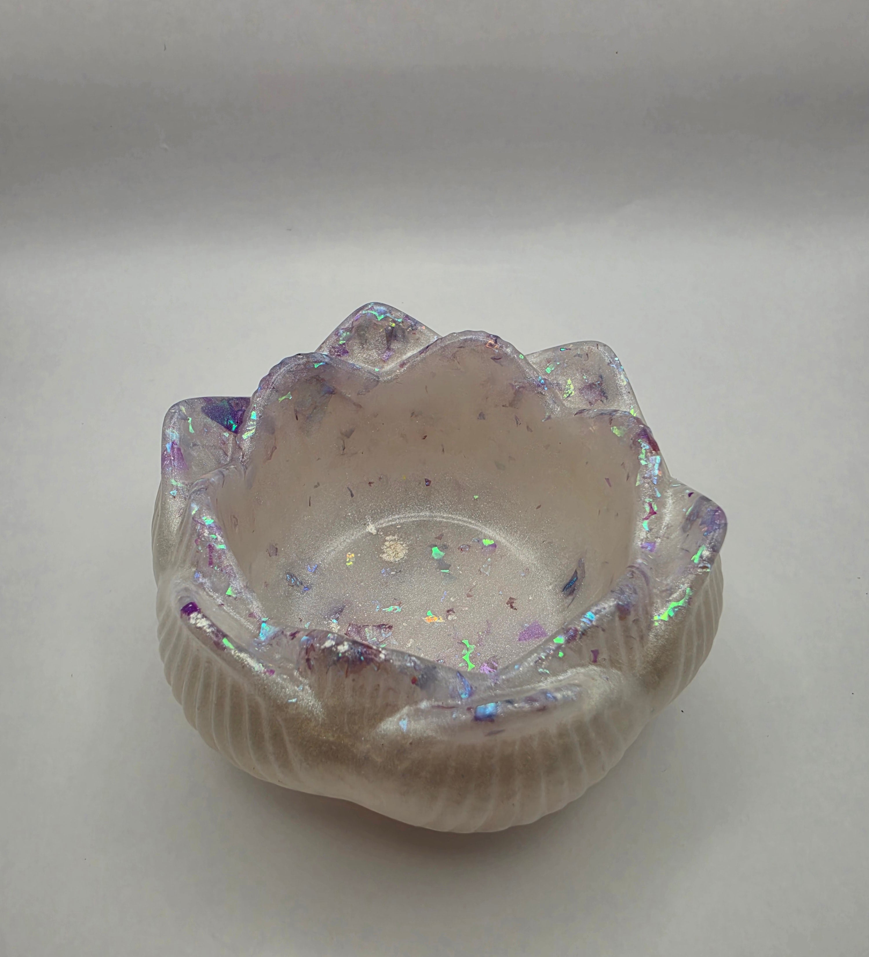 Telysholder hvit og glitter
