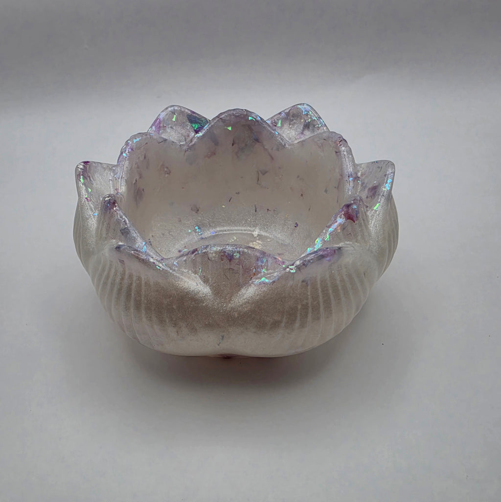 Telysholder hvit og glitter